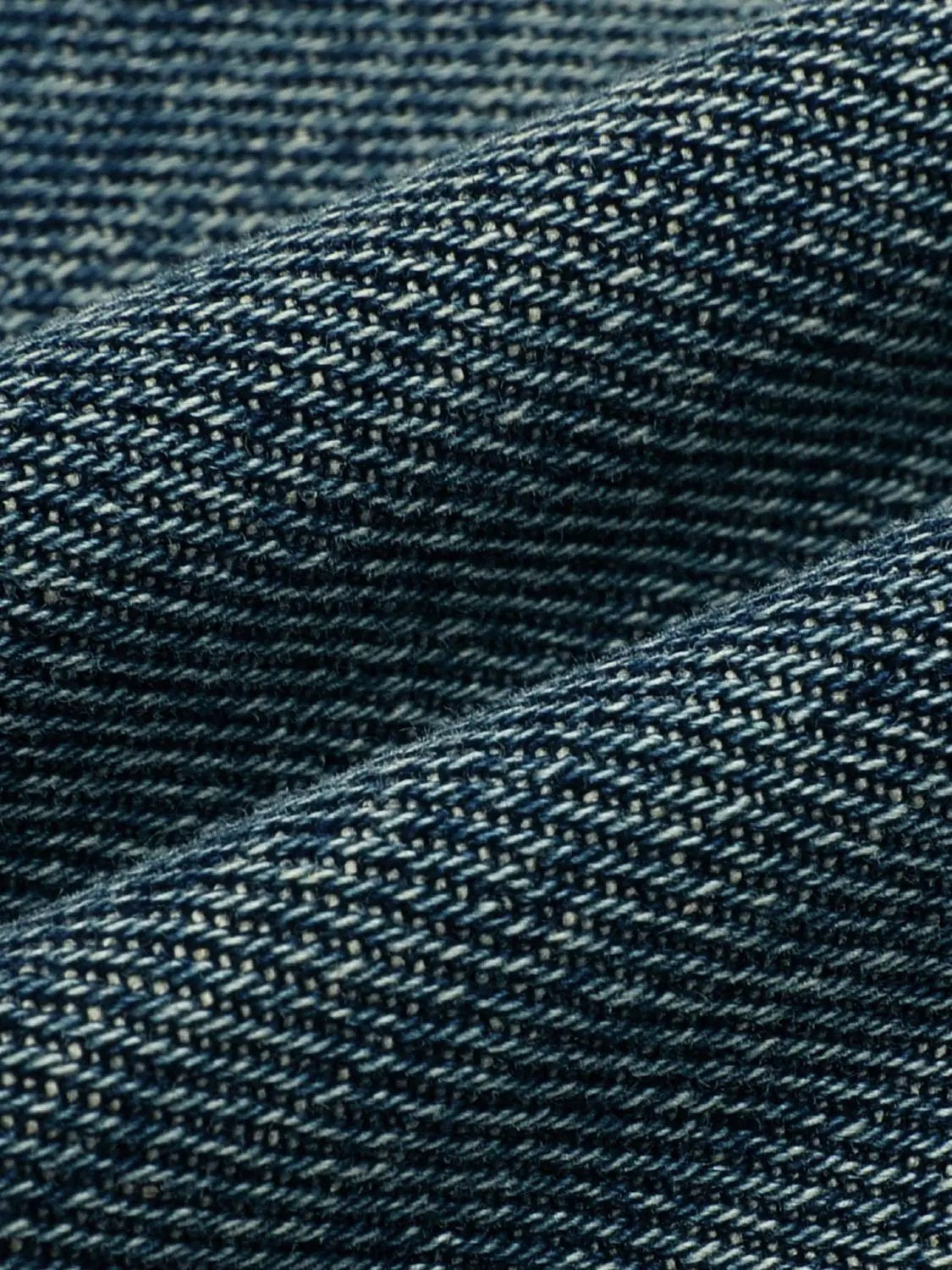 Mid-rise Medium Wash Cotton Wide-leg Jeans fabric close-up in blue denim
