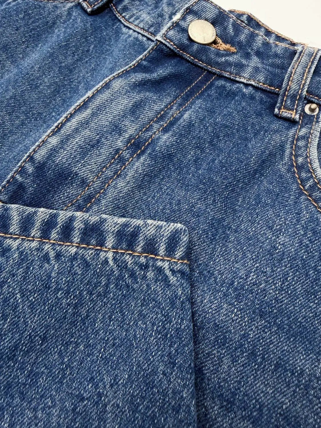 Jeans by Urban Revivo Fashion in blue denim with front pocket and metal button detail