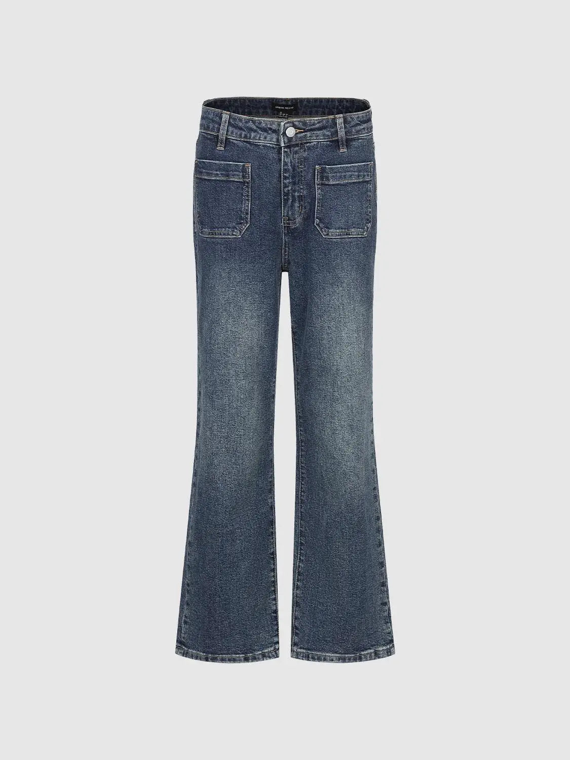 Jeans, blue denim flared-leg with front patch pockets, Urban Revivo Fashion