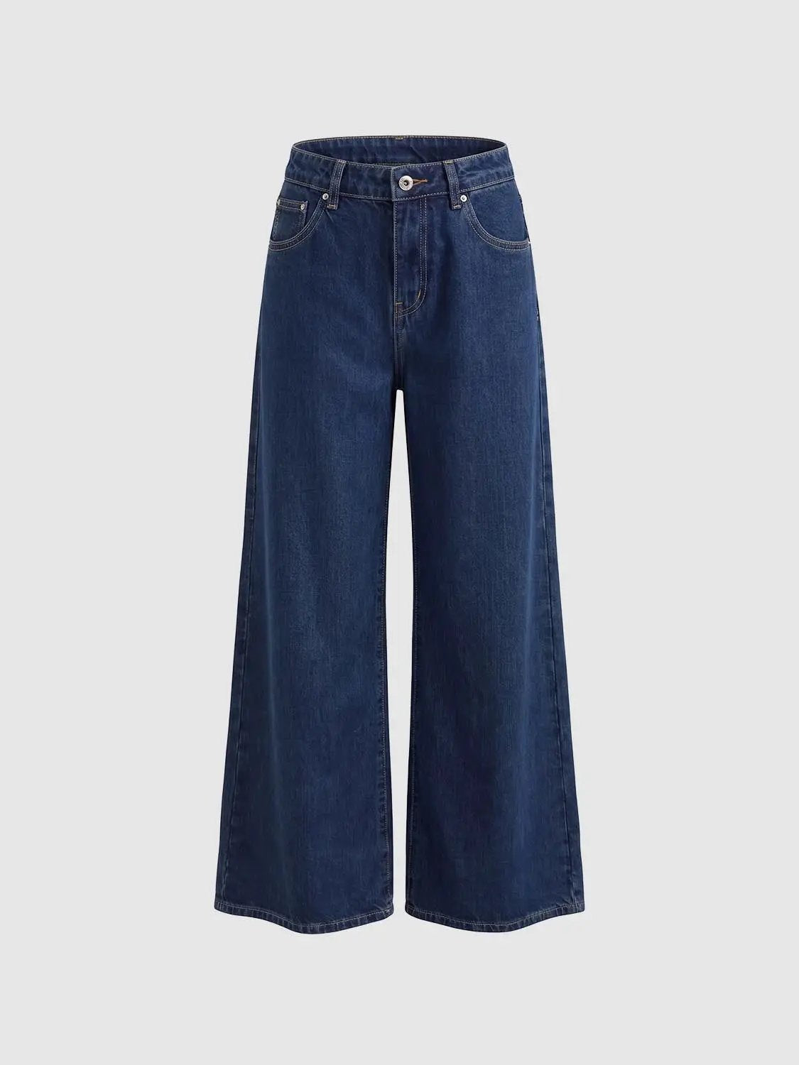 Jeans by Urban Revivo Fashion, wide-leg dark blue denim with contrast stitching