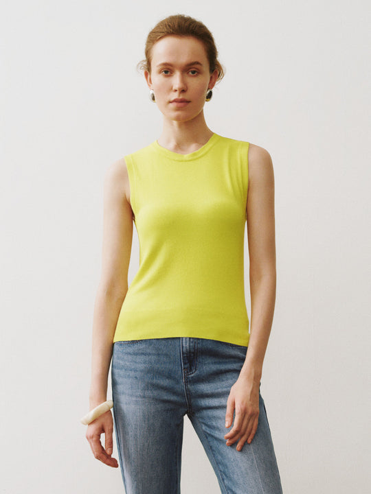 Gestricktes Tanktop mit Rundhalsausschnitt