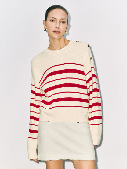 Cardigans tricotés à col ras du cou et à rayures