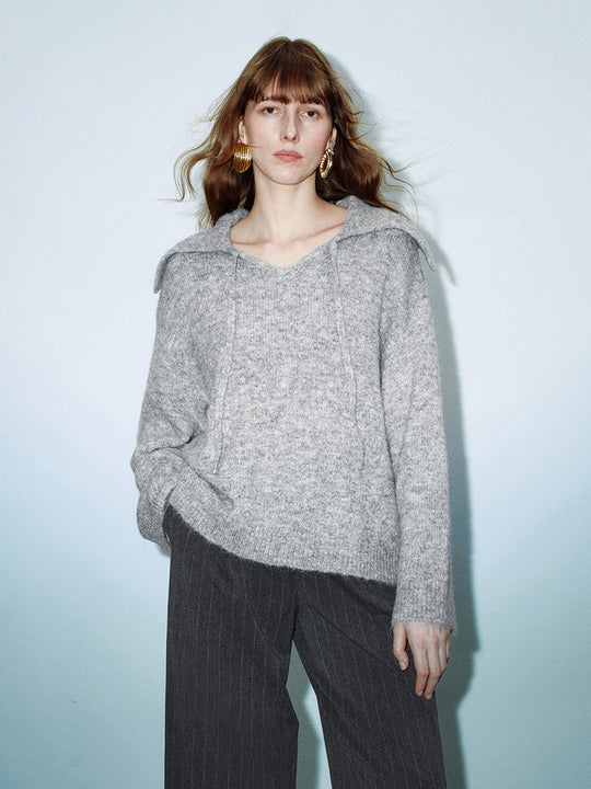 Camisetas de manga larga de punto con solapa