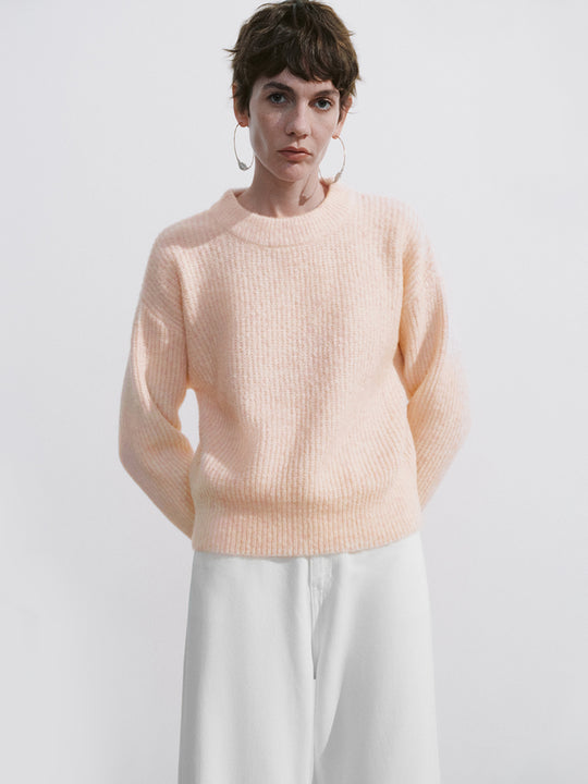 T-shirts en tricot côtelé à col rond