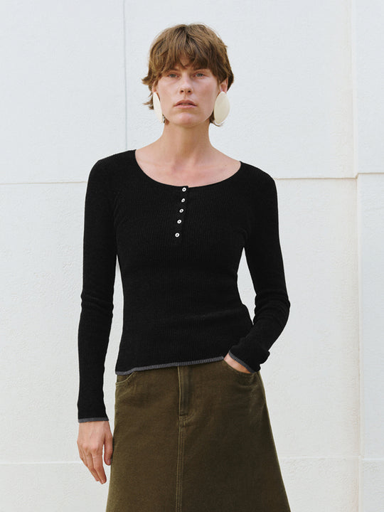 T-shirts tricotés à demi-patte de boutonnage