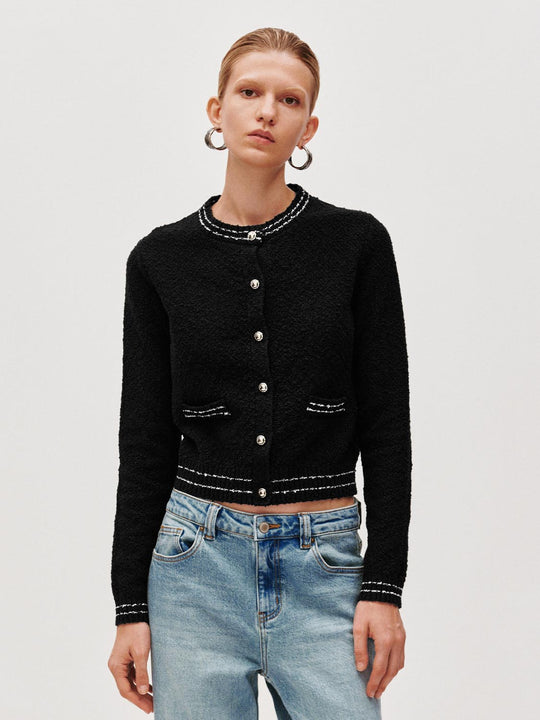 Cardigans tricotés à col rond boutonnés