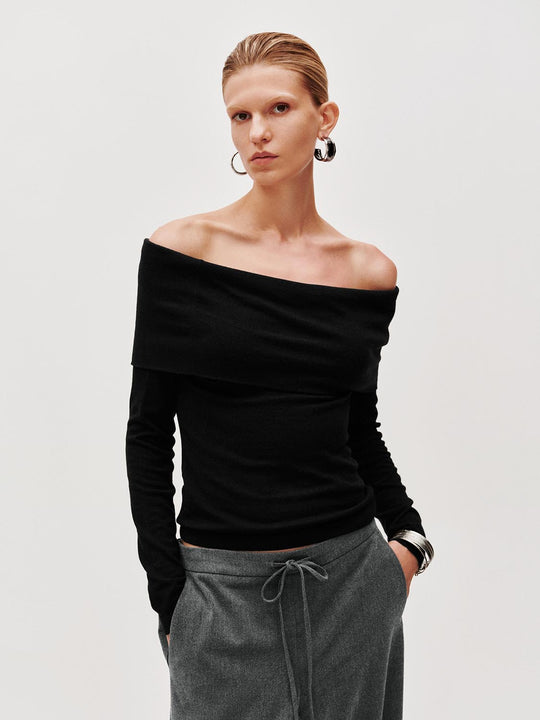 Schulterfreie gestrickte T-Shirts