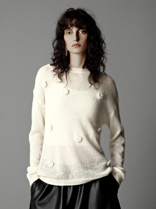 T-shirts en maille à manches longues avec application florale