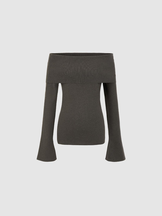 Camisetas de punto con hombros descubiertos