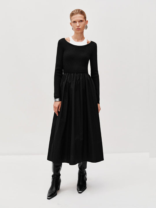 Vestidos maxi de punto de manga larga