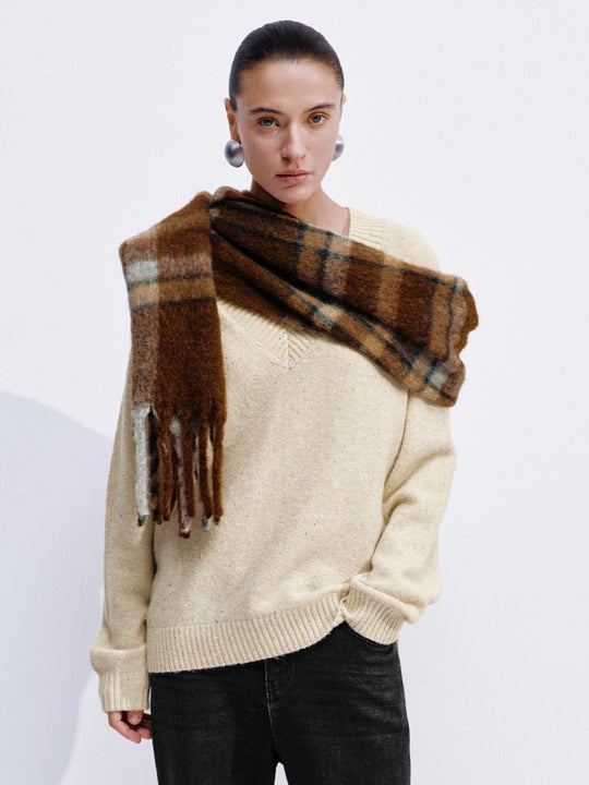 V-Neck Long Sleeve Knitted T-Shirts