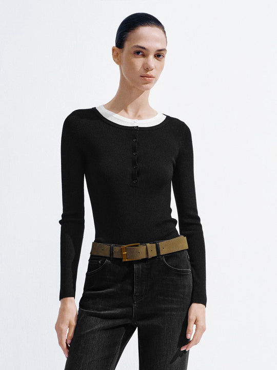 Long Sleeve Skinny Knitted T-Shirts