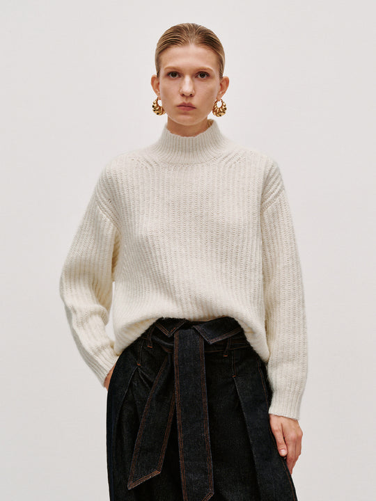 High Neck Long Sleeve Knitted T-Shirts