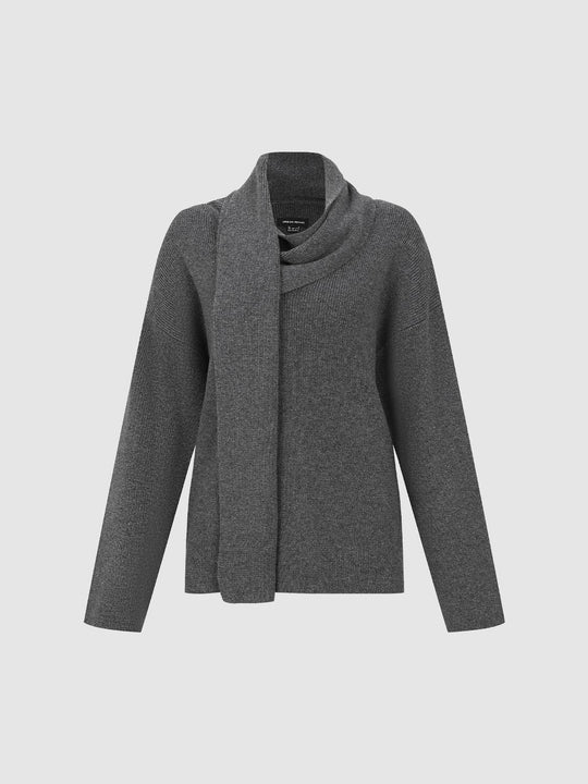 T-shirts tricotés à manches longues avec col écharpe