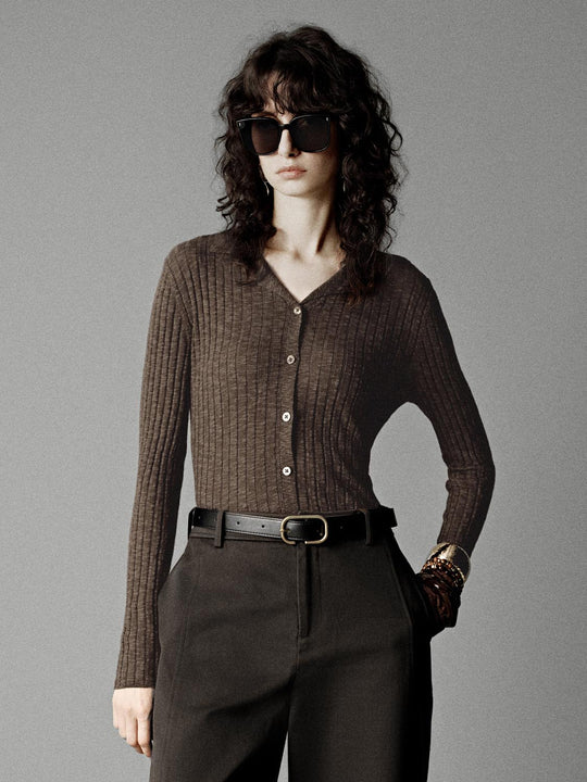 Collared Slim Fit Knitted Cardigans