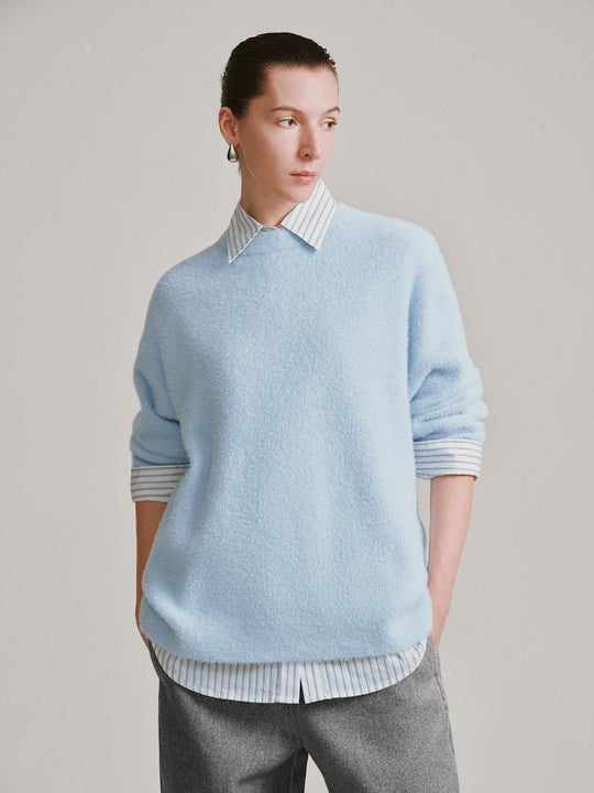 Crew Neck Long Sleeve Knitted T-Shirts