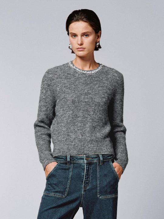 Crew Neck Long Sleeve Knitted T-Shirts