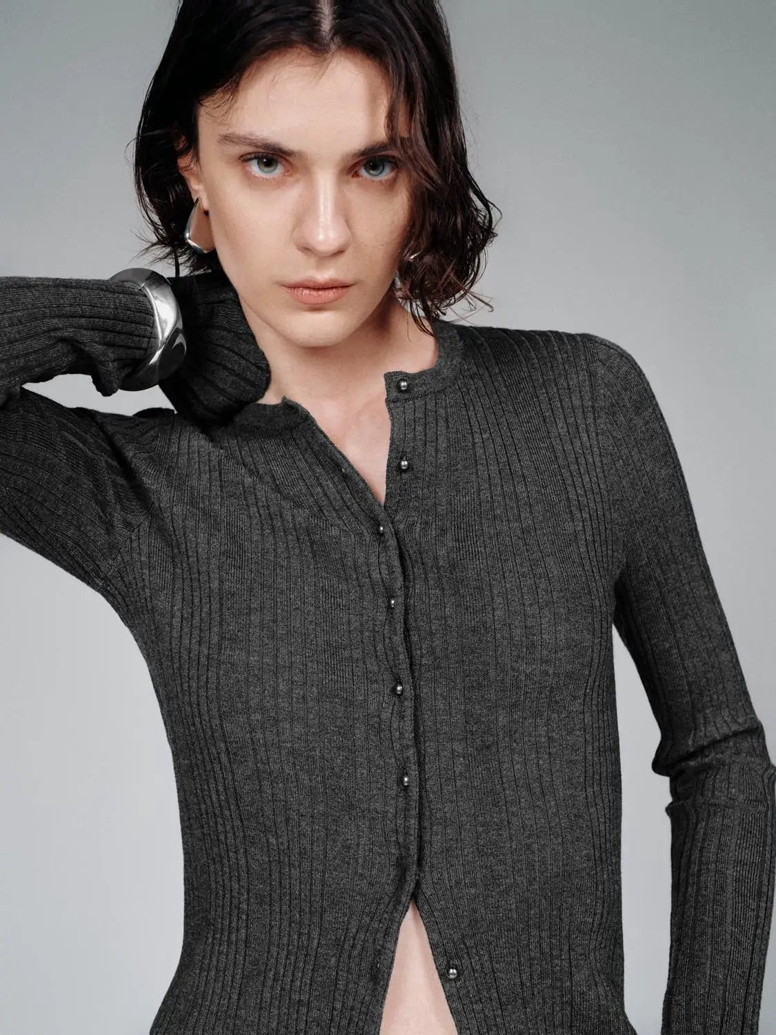 Crew Neck Slim Fit Knitted Cardigans by Urban Revivo Fashion