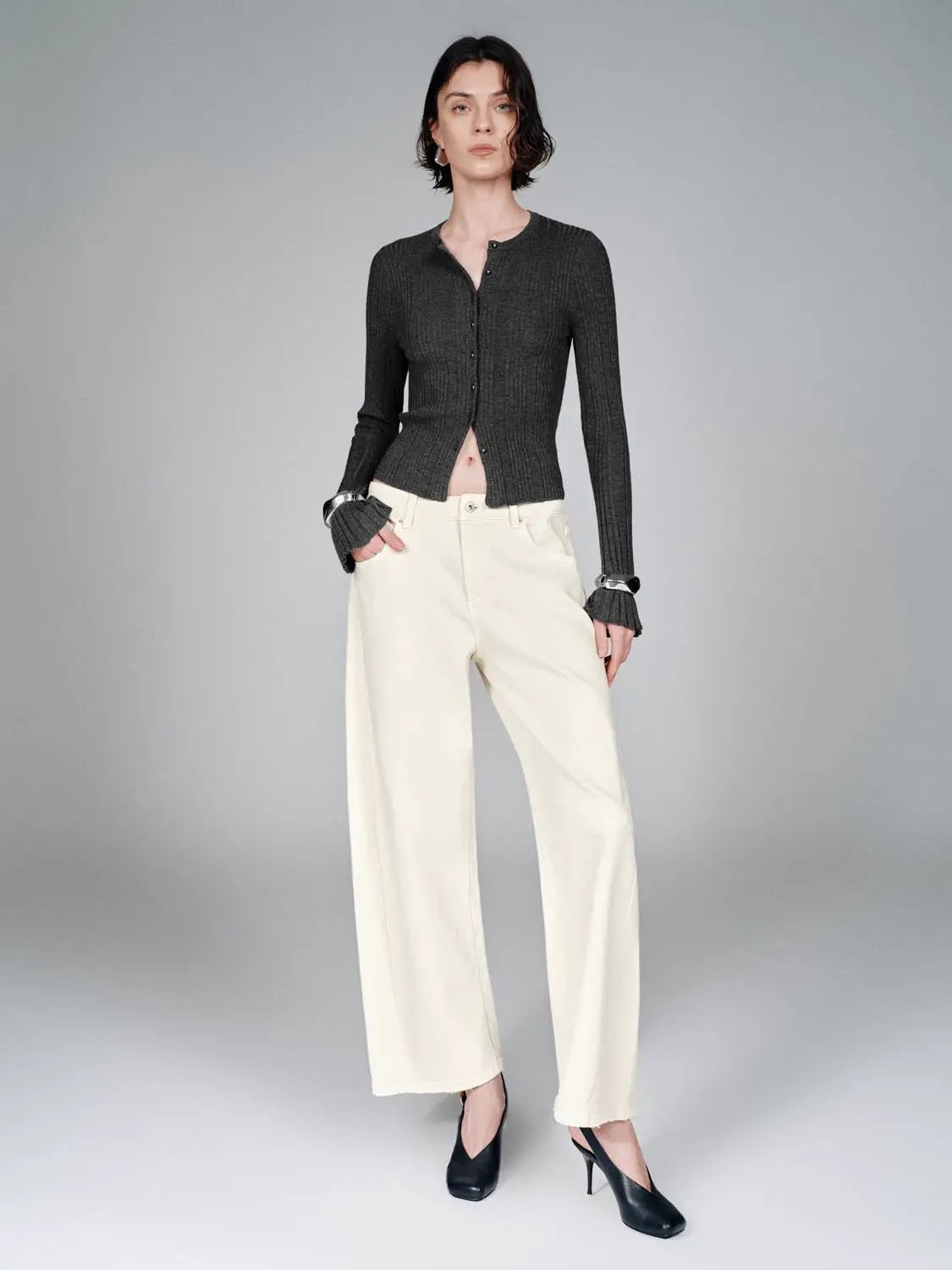 Crew Neck Slim Fit Knitted Cardigans by Urban Revivo Fashion