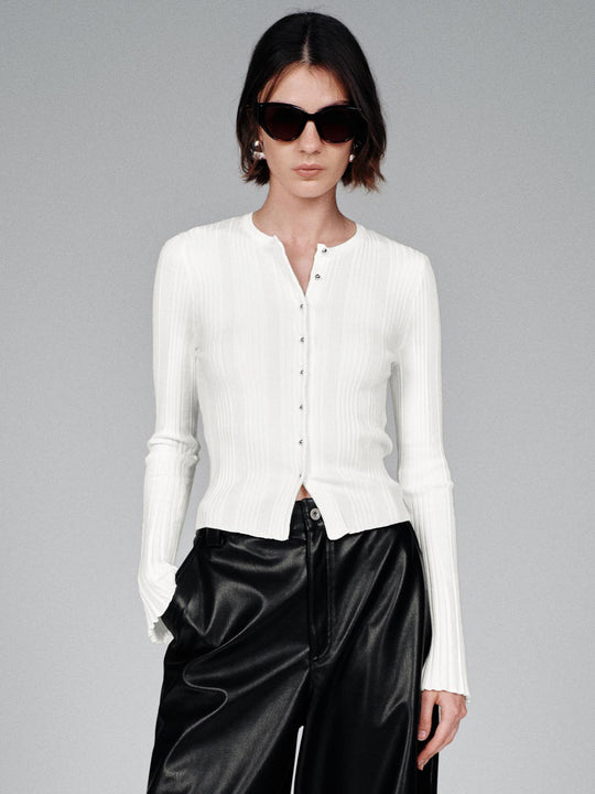 Crew Neck Slim Fit Knitted Cardigans