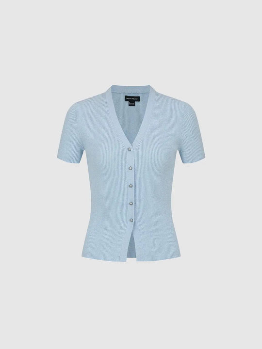 Cardigan lavorati a maglia con scollo a V e maniche corte