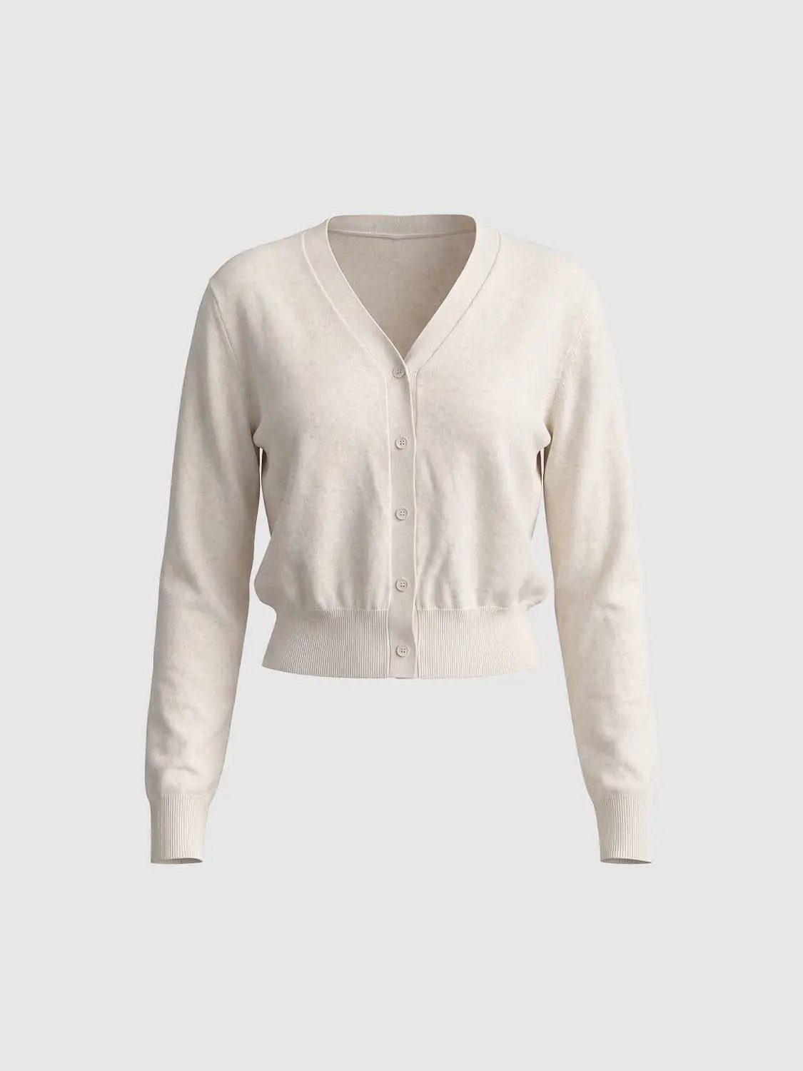 Knitted cardigan in cream by Urban Revivo Fashion, button-front with ribbed cuffs and hem