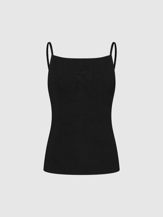 Ribbed Knitted Spaghetti Strap Tank Top