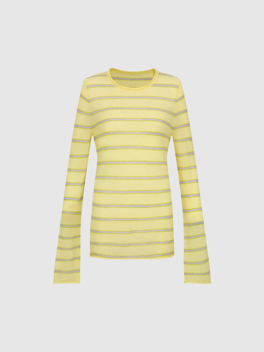 Striped Lightweight Alpaca Wool Blend T-shirt