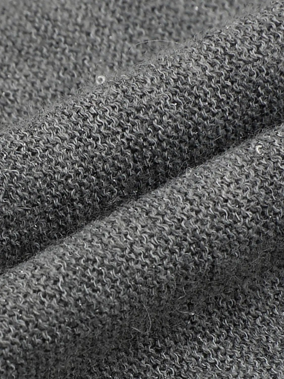Knit T-Shirt charcoal grey knitted fabric close-up.