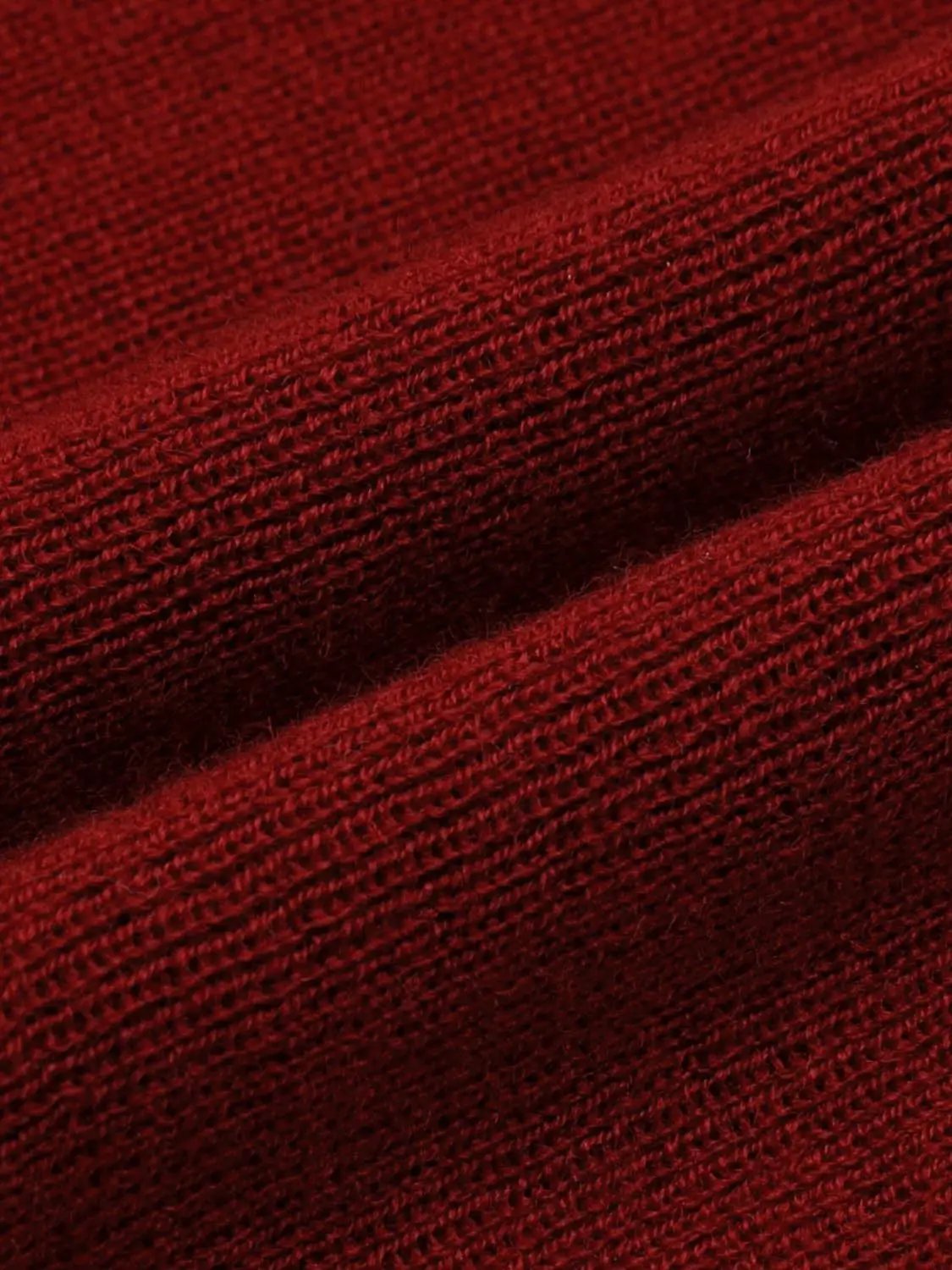 Ribbed long-sleeve boat-neck tie-waist knit top in rich red knit fabric