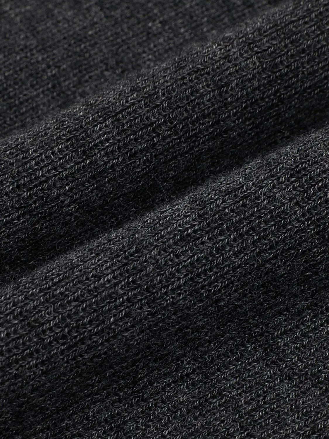 Fitted contrast-hem boat-neck long-sleeve knit top in charcoal knit fabric