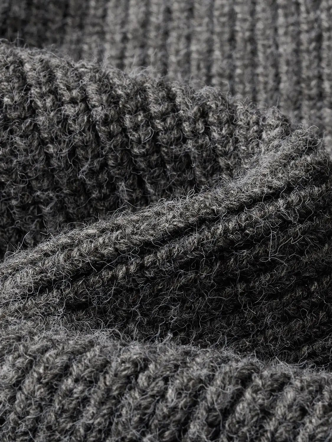 Knit Top by Urban Revivo Fashion; charcoal grey knitted fabric close-up