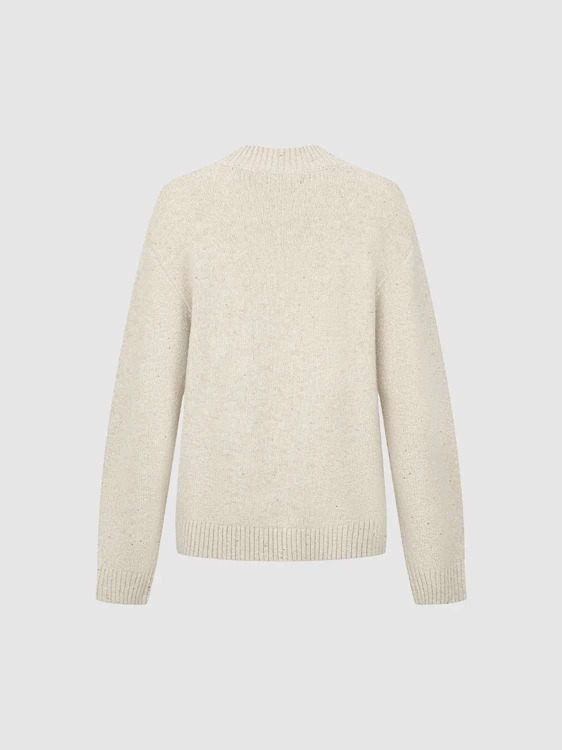 Knit T-Shirt by Urban Revivo Fashion, beige knitted top with ribbed crew neck and cuffs.