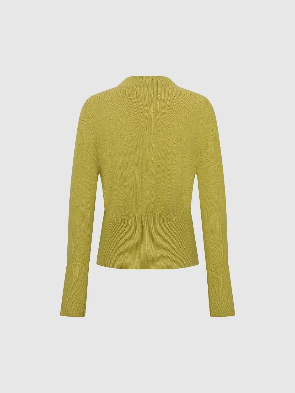 Knitted T-Shirts by Urban Revivo Fashion in mustard yellow with long sleeves and ribbed hem