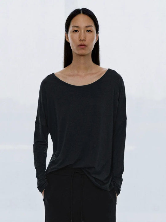 Modal Blend Loose Crew Neck Long Sleeve T-Shirts