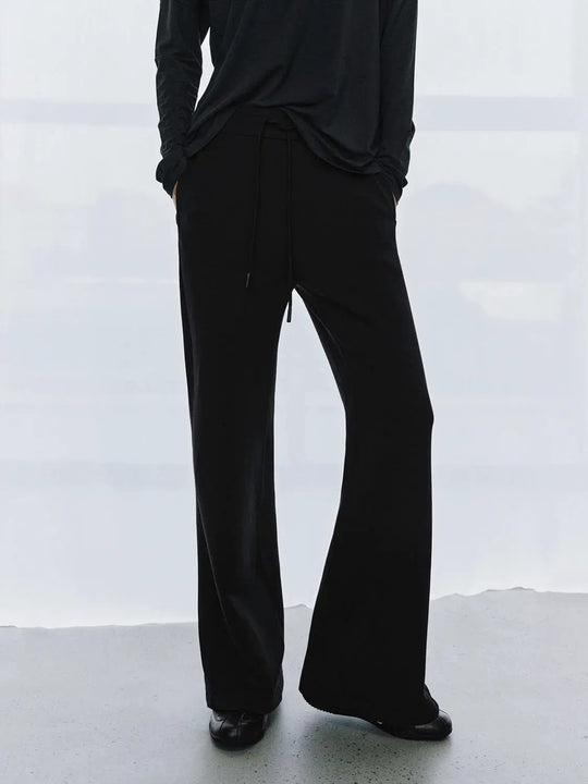 Casual Modal Blend Drawstring Flare Leg Pants