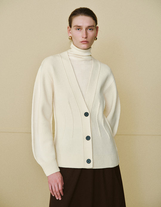 Cárdigan de punto con escote en V y mangas con hombros caídos