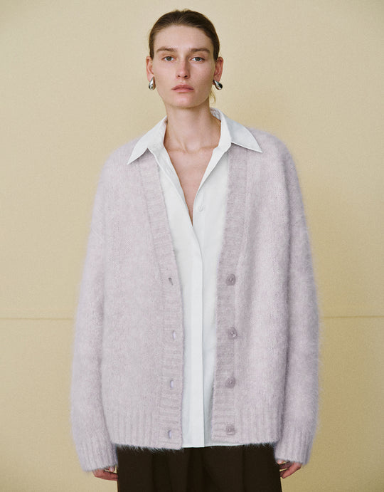 Cárdigan de punto con escote en V y mangas con hombros caídos