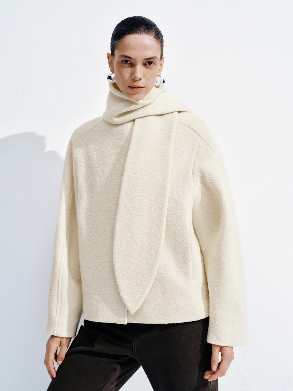 Scarf Oversize Pile Wool Blend Jackets