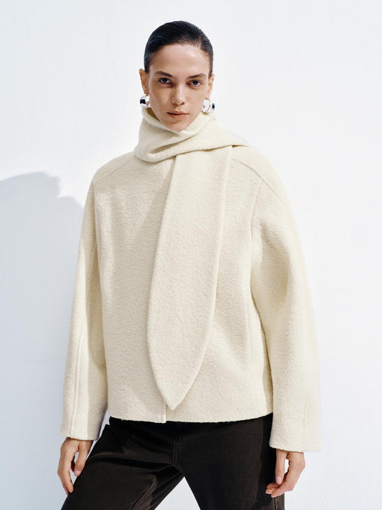 Scarf Oversize Pile Wool Blend Jackets
