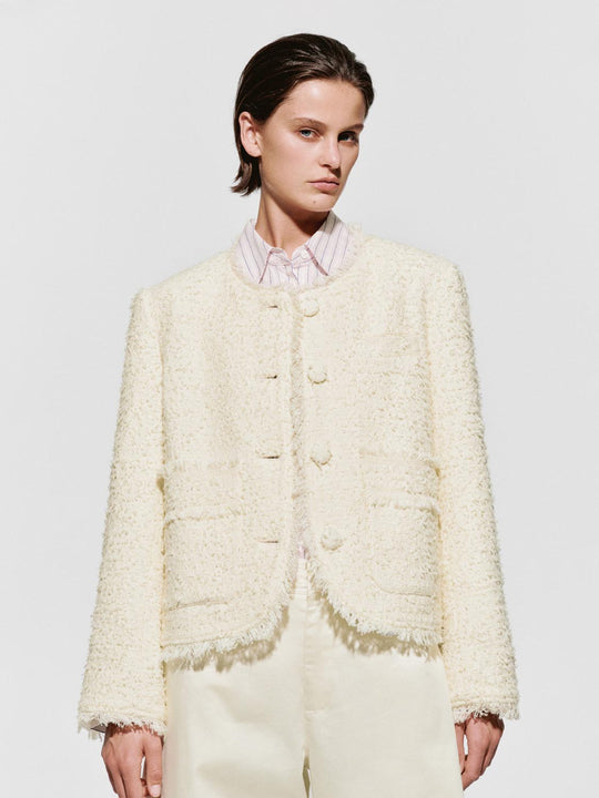 Tailored Raw Hem Tweed Jackets