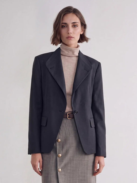 Band Collar Tailored Long Sleeve Blazer
