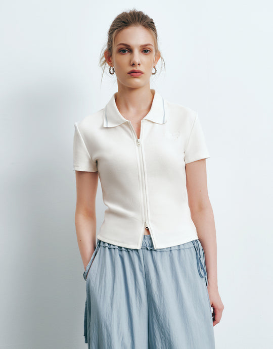 Chemise skinny zippée sur le devant