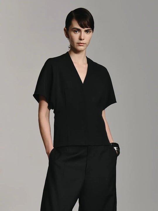 V-Neck Kimono Sleeve Shirts