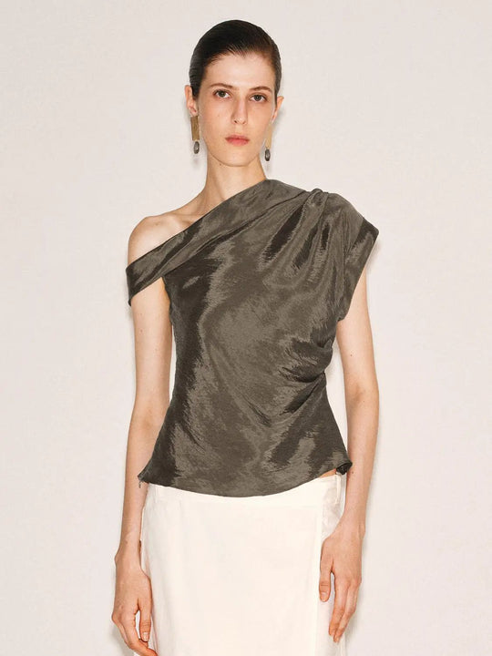 Asymmetric Drape One Shoulder Top