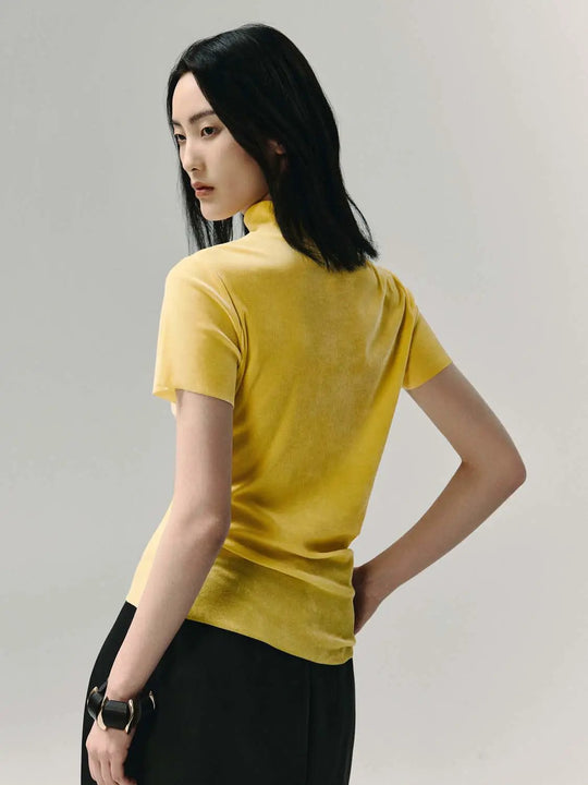 Textured Flocked Short Sleeve Loose T-shirt