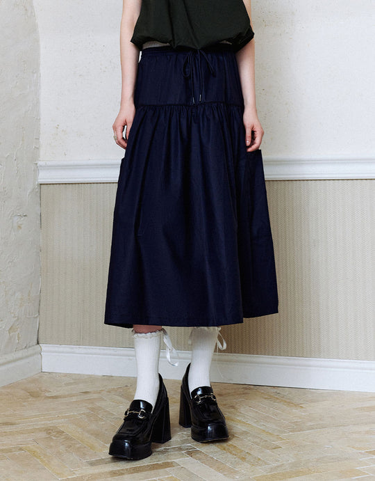 Falda midi de corte A con cintura elástica