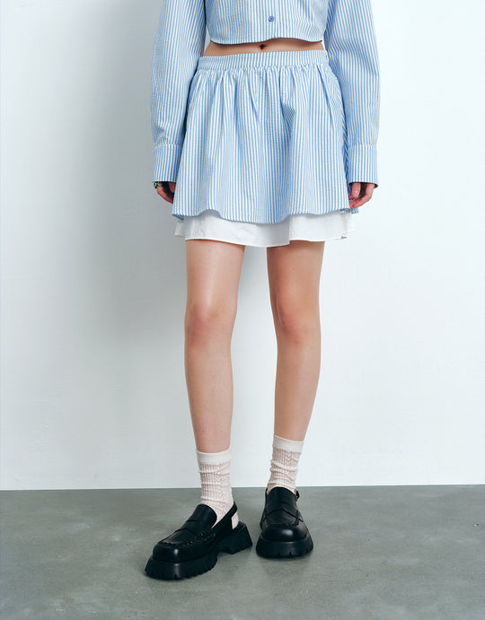 Minifalda a rayas con cintura elástica y corte en A