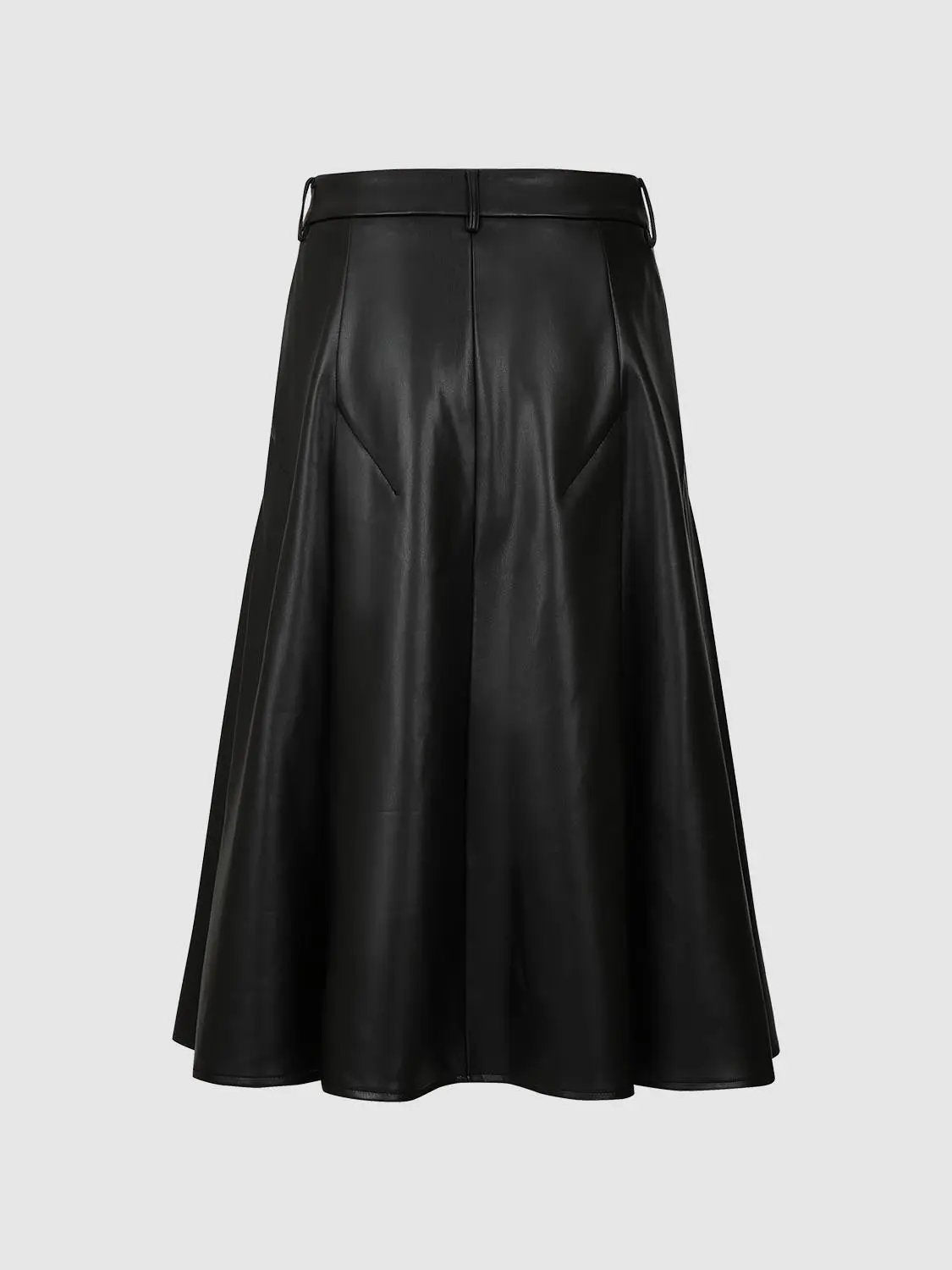 Pleated vegan leather A-line skirt in black by Urban Revivo Fashion