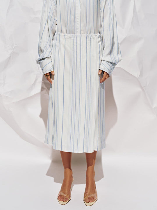 Faldas midi acampanadas a rayas de contraste